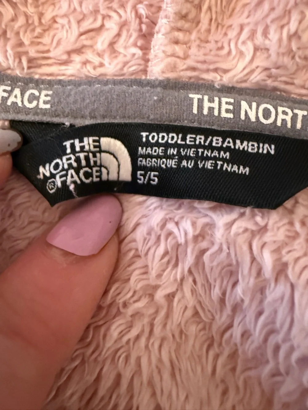 The North Face Kids Pink Hooded Fleece Jacket with Gray Yoke